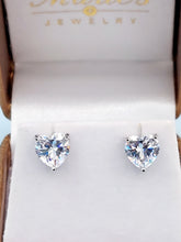 Load image into Gallery viewer, Bling Heart CZ Stud Earrings - Sterling Silver