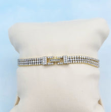 Load image into Gallery viewer, Three Strand CZ Tennis Bracelet - Gold Plated Sterling Silver