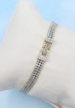 Load image into Gallery viewer, Three Strand CZ Tennis Bracelet - Gold Plated Sterling Silver