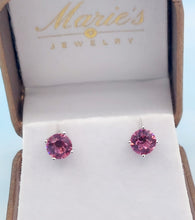 Load image into Gallery viewer, Pink Topaz Stud Earrings - Sterling Silver