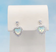 Load image into Gallery viewer, Opal CZ Heart Drops - Sterling Silver