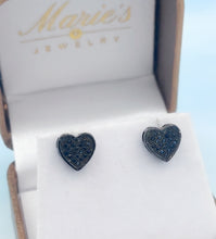 Load image into Gallery viewer, Black Pave Heart Studs