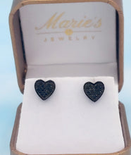 Load image into Gallery viewer, Black Pave Heart Studs