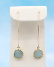 Load image into Gallery viewer, Blue Jade &amp; Gold - Gemstone Threader Earring LIMITED EDITION