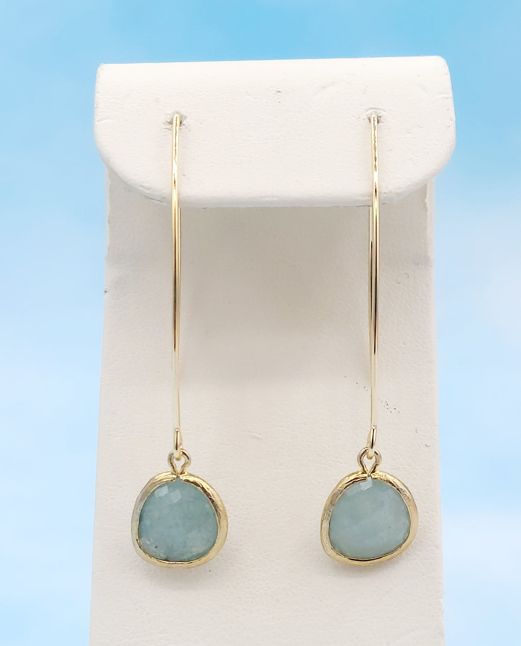 Blue Jade & Gold - Gemstone Threader Earring LIMITED EDITION