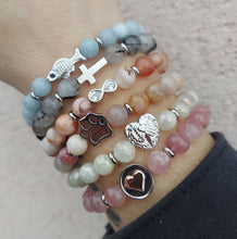 Load image into Gallery viewer, "Paw Print" on Australian Agate Precious Symbols Bracelet - TJazelle *Retired*