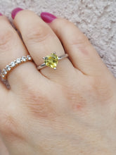 Load image into Gallery viewer, Yellow CZ Heart Ring - 10K White Gold