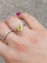 Load image into Gallery viewer, Yellow CZ Heart Ring - 10K White Gold