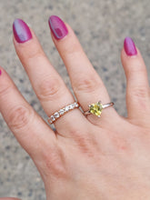 Load image into Gallery viewer, Yellow CZ Heart Ring - 10K White Gold