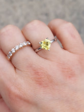 Load image into Gallery viewer, Yellow CZ Heart Ring - 10K White Gold