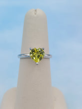 Load image into Gallery viewer, Yellow CZ Heart Ring - 10K White Gold