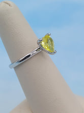 Load image into Gallery viewer, Yellow CZ Heart Ring - 10K White Gold