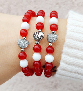 Pave Heart & Red Marie's Exclusive Bracelet - TJazelle