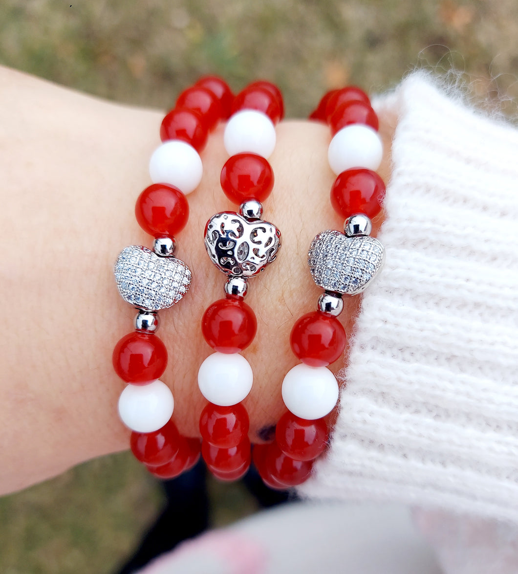 Pave Heart & Red Marie's Exclusive Bracelet - TJazelle