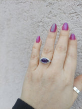 Load image into Gallery viewer, Amethyst and Diamond East to West Ring - 14K White Gold