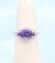 Load image into Gallery viewer, Amethyst and Diamond East to West Ring - 14K White Gold