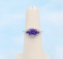 Load image into Gallery viewer, Amethyst and Diamond East to West Ring - 14K White Gold