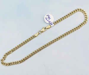 Cuban Chain Anklet - 14K Yellow Gold