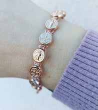 Load image into Gallery viewer, Benedictine Blessing Bracelet - Rose Gold Medals