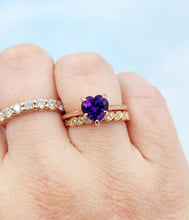 Load image into Gallery viewer, Amethyst Heart Ring - 10K Rose Gold