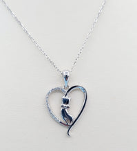 Load image into Gallery viewer, Cat in a Heart Necklace - CZ &amp; Sterling Silver