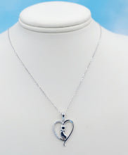 Load image into Gallery viewer, Cat in a Heart Necklace - CZ &amp; Sterling Silver