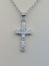 Load image into Gallery viewer, 1" CZ Cross with 18" Chain - Sterling Silver