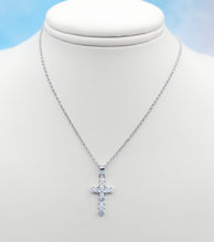 Load image into Gallery viewer, 1" CZ Cross with 18" Chain - Sterling Silver