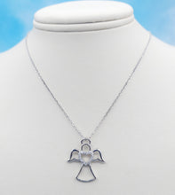 Load image into Gallery viewer, Angel with Heart CZ Necklace - Sterling Silver
