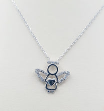 Load image into Gallery viewer, Angel with Heart and CZ Wings Necklace - Sterling Silver