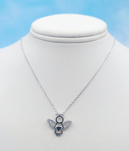 Load image into Gallery viewer, Angel with Heart and CZ Wings Necklace - Sterling Silver