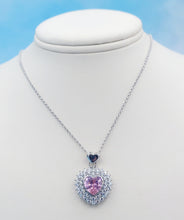 Load image into Gallery viewer, 9mm Pink Heart CZ Pendant and 18" Chain - Sterling Silver