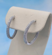 Load image into Gallery viewer, Pave CZ Hoops with Safety Lock