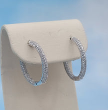 Load image into Gallery viewer, Pave CZ Hoops with Safety Lock