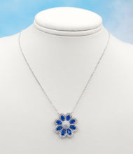 Load image into Gallery viewer, Sapphire Fancy Flower Necklace - Sterling Silver
