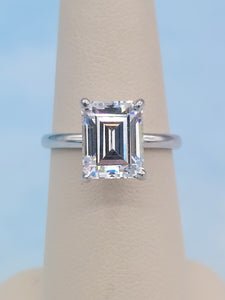 3 Carat CZ & White Gold Engagement Ring - 10K White Gold