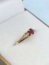 Load image into Gallery viewer, Ruby and Diamond Ring - 14K Yellow Gold - Estate