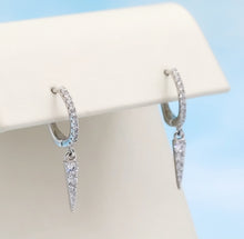Load image into Gallery viewer, CZ Huggie with Dagger - Sterling Silver