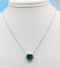 Load image into Gallery viewer, Green CZ Heart Necklace - Sterling Silver