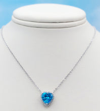 Load image into Gallery viewer, Blue CZ Heart Necklace - Sterling Silver