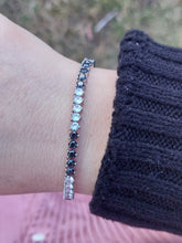 Load image into Gallery viewer, Black &amp; Clear CZ Tennis Bracelet - Sterling Silver