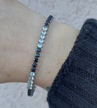 Load image into Gallery viewer, Black &amp; Clear CZ Tennis Bracelet - Sterling Silver