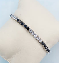 Load image into Gallery viewer, Black &amp; Clear CZ Tennis Bracelet - Sterling Silver