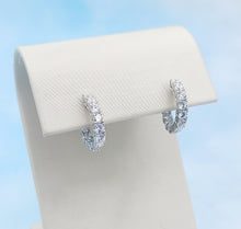 Load image into Gallery viewer, Petite CZ Hinged Hoop Earrings- Sterling Silver