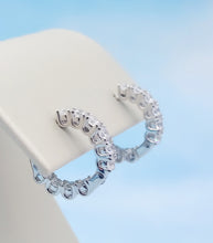 Load image into Gallery viewer, Petite CZ Hinged Hoop Earrings- Sterling Silver