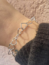 Load image into Gallery viewer, Polished Fancy Large Heart Link Bracelet -Sterling Silver