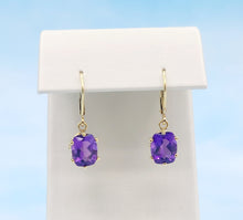 Load image into Gallery viewer, Amethyst &amp; Gold Leverback Earrings - 14K Yellow Gold