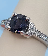 Load image into Gallery viewer, Cushion Cut Spinel and Diamond Ring - 14K White Gold