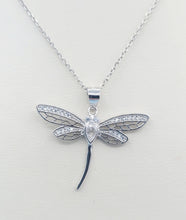 Load image into Gallery viewer, Dragonfly CZ Necklace - Sterling Silver