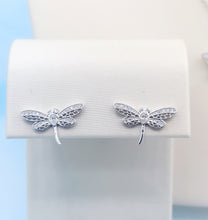 Load image into Gallery viewer, Dragonfly CZ Stud Earrings - Sterling Silver